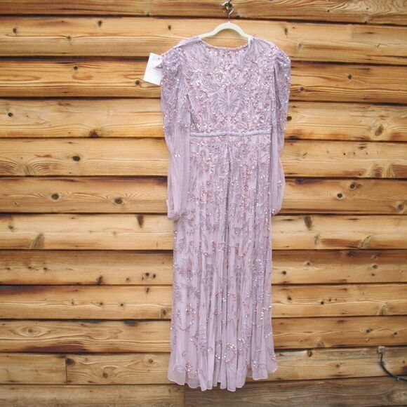 MAC DUGGAL $798 93930 Purple Puff Sleeve Embellished A Line Gown Dress - Picture 11 of 14